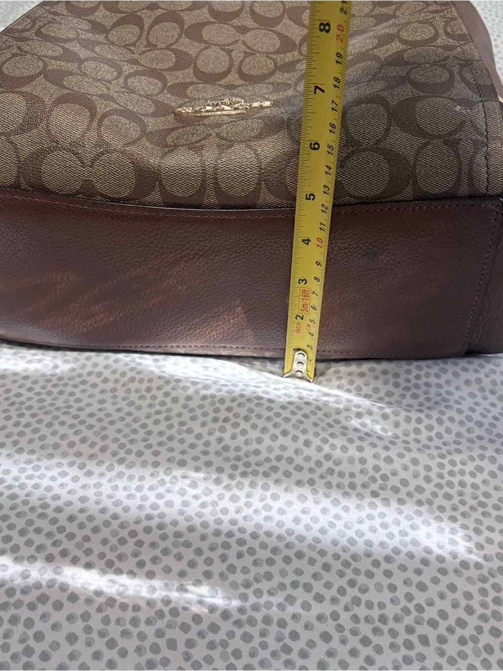 Coach Brown & Gold Signature Canvas Tote with Leather Trim - Picture 7 of 15